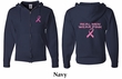 Mens Hoodie Pink Ribbon Real Men Front & Back Print Full Zip Hoody