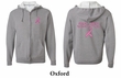 Mens Hoodie Pink Ribbon Real Men Front & Back Print Full Zip Hoody