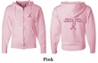 Mens Hoodie Pink Ribbon Real Men Front & Back Print Full Zip Hoody