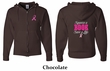 Mens Hoodie Pink Ribbon Save a Life Front & Back Print Full Zip Hoody