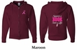 Mens Hoodie Pink Ribbon Save a Life Front & Back Print Full Zip Hoody