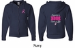 Mens Hoodie Pink Ribbon Save a Life Front & Back Print Full Zip Hoody