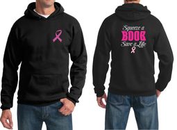 Mens Hoodie Pink Ribbon Save a Life Front & Back Print Hoody