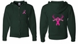 Mens Hoodie Pink Ribbon Save a Rack Front & Back Print Full Zip Hoody