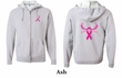 Mens Hoodie Pink Ribbon Save a Rack Front & Back Print Full Zip Hoody