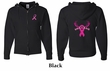 Mens Hoodie Pink Ribbon Save a Rack Front & Back Print Full Zip Hoody
