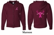 Mens Hoodie Pink Ribbon Save a Rack Front & Back Print Full Zip Hoody