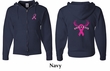 Mens Hoodie Pink Ribbon Save a Rack Front & Back Print Full Zip Hoody