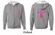 Mens Hoodie Pink Ribbon Save a Rack Front & Back Print Full Zip Hoody
