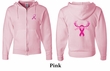 Mens Hoodie Pink Ribbon Save a Rack Front & Back Print Full Zip Hoody