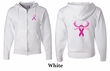 Mens Hoodie Pink Ribbon Save a Rack Front & Back Print Full Zip Hoody