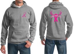 Mens Hoodie Pink Ribbon Save a Rack Front & Back Print Hoody