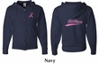 Mens Hoodie Pink Ribbon Save the Boobies Front & Back Full Zip Hoody