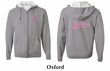 Mens Hoodie Pink Ribbon Save the Boobies Front & Back Full Zip Hoody