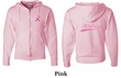 Mens Hoodie Pink Ribbon Save the Boobies Front & Back Full Zip Hoody