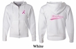 Mens Hoodie Pink Ribbon Save the Boobies Front & Back Full Zip Hoody