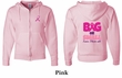 Mens Hoodie Pink Ribbon Save Them All Front & Back Full Zip Hoody