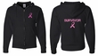 Mens Hoodie Pink Ribbon Survivor Front & Back Print Full Zip Hoody