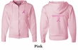 Mens Hoodie Pink Ribbon Survivor Front & Back Print Full Zip Hoody