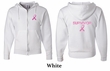 Mens Hoodie Pink Ribbon Survivor Front & Back Print Full Zip Hoody