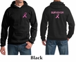 Mens Hoodie Pink Ribbon Survivor Front & Back Print Hoody
