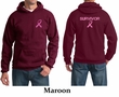 Mens Hoodie Pink Ribbon Survivor Front & Back Print Hoody