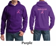 Mens Hoodie Pink Ribbon Survivor Front & Back Print Hoody