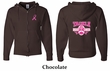 Mens Hoodie Pink Ribbon Tackle Cancer Front & Back Full Zip Hoody