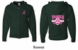 Mens Hoodie Pink Ribbon Tackle Cancer Front & Back Full Zip Hoody