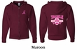 Mens Hoodie Pink Ribbon Tackle Cancer Front & Back Full Zip Hoody