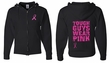 Mens Hoodie Pink Ribbon Tough Guys Front & Back Print Full Zip Hoody