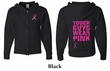 Mens Hoodie Pink Ribbon Tough Guys Front & Back Print Full Zip Hoody
