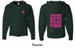 Mens Hoodie Pink Ribbon Tough Guys Front & Back Print Full Zip Hoody