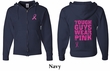 Mens Hoodie Pink Ribbon Tough Guys Front & Back Print Full Zip Hoody