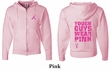 Mens Hoodie Pink Ribbon Tough Guys Front & Back Print Full Zip Hoody
