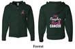 Mens Hoodie Pink Ribbon Tougher Front & Back Full Zip Hoody
