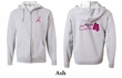 Mens Hoodie Pink Ribbon Walkin For a Cure Front & Back Full Zip Hoody