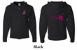 Mens Hoodie Pink Ribbon Walkin For a Cure Front & Back Full Zip Hoody