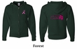Mens Hoodie Pink Ribbon Walkin For a Cure Front & Back Full Zip Hoody