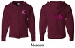 Mens Hoodie Pink Ribbon Walkin For a Cure Front & Back Full Zip Hoody