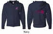 Mens Hoodie Pink Ribbon Walkin For a Cure Front & Back Full Zip Hoody