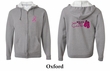 Mens Hoodie Pink Ribbon Walkin For a Cure Front & Back Full Zip Hoody