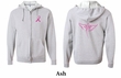 Mens Hoodie Pink Ribbon Wings Front & Back Print Full Zip Hoody