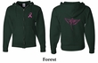 Mens Hoodie Pink Ribbon Wings Front & Back Print Full Zip Hoody