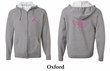 Mens Hoodie Pink Ribbon Wings Front & Back Print Full Zip Hoody