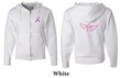 Mens Hoodie Pink Ribbon Wings Front & Back Print Full Zip Hoody