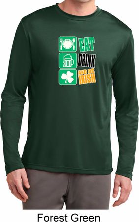 Mens Irish Eat Drink Be Irish Dry Wicking Long Sleeve Tee T-Shirt