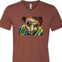 Mens Joker Face Tri Blend V-neck Shirt