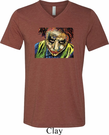 Mens Joker Face Tri Blend V-neck Shirt