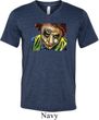 Mens Joker Face Tri Blend V-neck Shirt